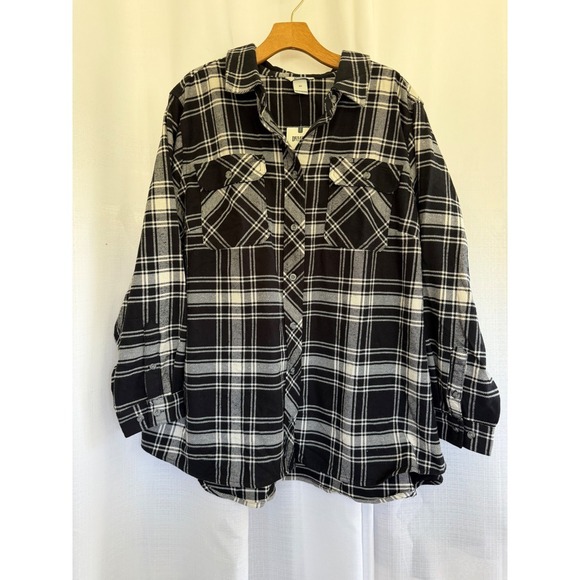 Duluth Trading Co Tops - Duluth Trading Co Folklore Flannel Shirt Women's Size 2X Black White Plaid